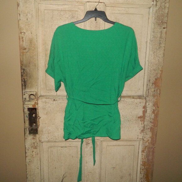 Amaryllis Linen Blend V Neck Belted Blouse Size XL (RR-26) - Picture 4 of 4